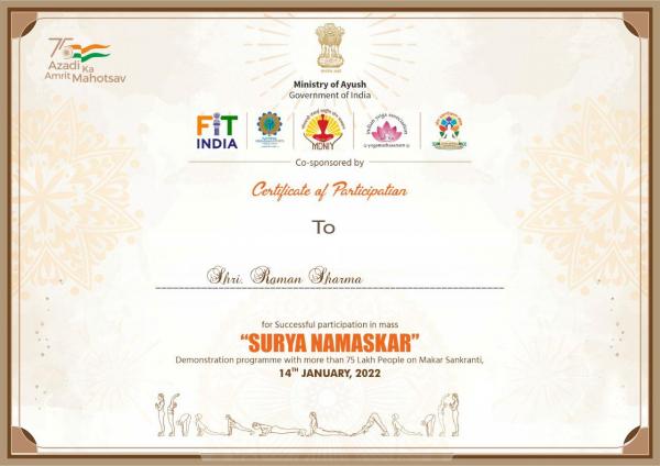 Webinar in Practice of Surya Namaskar 14 Jan 2022