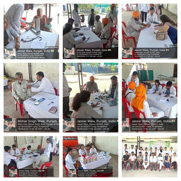 Free Medical Camp in Jassar Wala on 19-09-2025