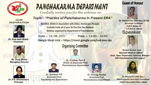 Webinar on Practice of Panchkarma in Present ERA